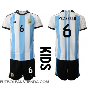 Argentina German Pezzella #6 Primera Equipación Niños Mundial 2022 Manga Corta (+ Pantalones cortos)